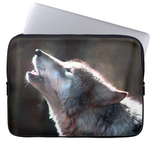 Wolf Howling Lone Wolf Laptop Sleeve (Voorkant)