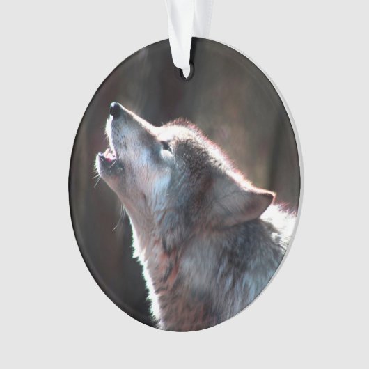 Wolf Howling Lone Wolf Ornament (voorkant)