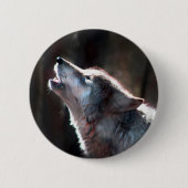 Wolf Howling Lone Wolf Ronde Button 5,7 Cm (Voorkant)