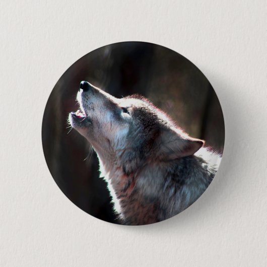Wolf Howling Lone Wolf Ronde Button 5,7 Cm (Voorkant)