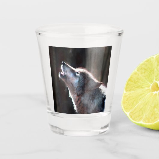 Wolf Howling Lone Wolf Shot Glas (Voorkant)