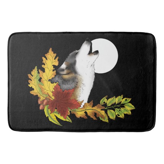 Wolf Howling Moon Badmat (Voorkant)