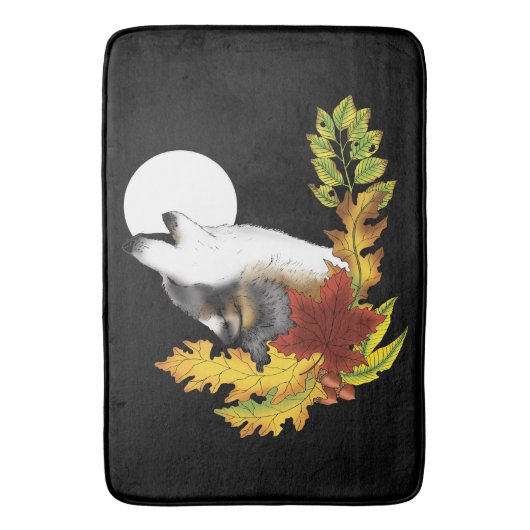 Wolf Howling Moon Badmat (Voorkant Verticaal)