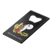 Wolf Howling Moon Creditkaart Flessenopener (Voorkant Gekanteld)