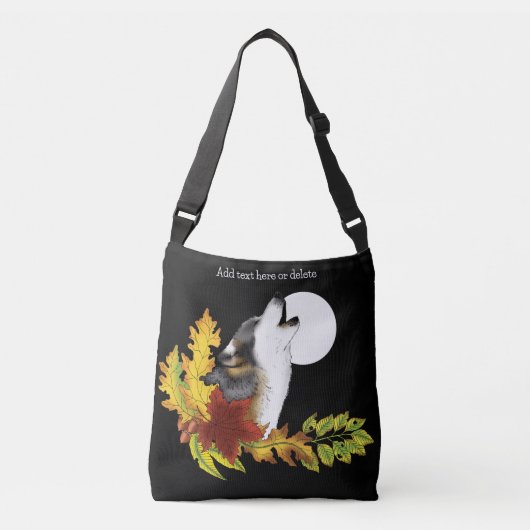 Wolf Howling Moon Crossbody Tas (Voorkant)