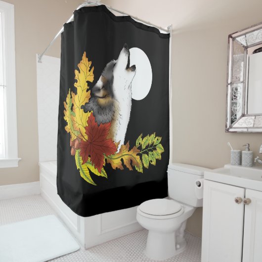 Wolf Howling Moon Douchegordijn (In situ)