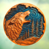Wolf Howling Moon Faux Hout Carving Wild Natuur 2 Raamsticker (Vel 3)
