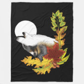 Wolf Howling Moon Fleece Deken (Voorkant)
