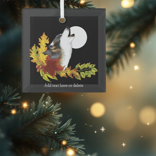 Wolf Howling Moon Glas Ornament
