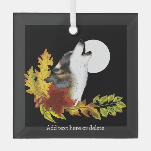 Wolf Howling Moon Glas Ornament (Voorkant)