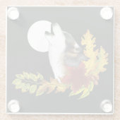 Wolf Howling Moon Glazen Onderzetter (Achterkant)