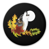 Wolf Howling Moon Keramische Knop (Voorkant)