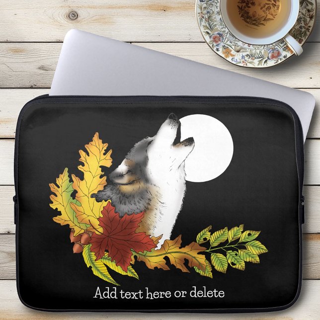 Wolf Howling Moon Laptop Sleeve (Creator heeft geüpload)