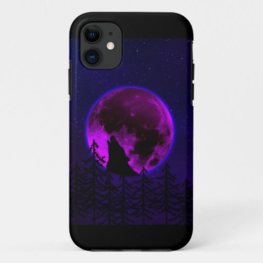 WOLF HOWLING MOON MAGENTA Case-Mate iPhone CASE (Achterkant)