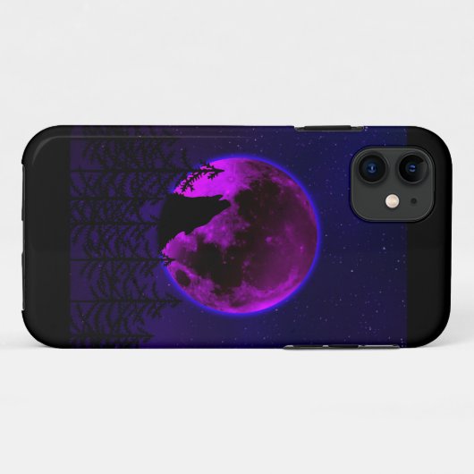 WOLF HOWLING MOON MAGENTA Case-Mate iPhone CASE (Achterkant (horizontaal))