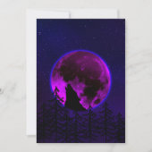 WOLF HOWLING MOON MAGENTA KAART (Voorkant)