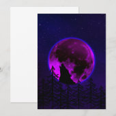 WOLF HOWLING MOON MAGENTA KAART (Voorkant / Achterkant)