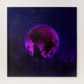 WOLF HOWLING MOON MAGENTA LEGPUZZEL (Verticaal)