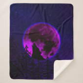 WOLF HOWLING MOON MAGENTA SHERPA DEKEN (Voorkant)