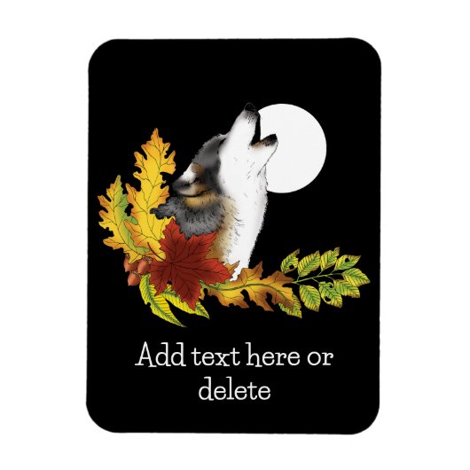 Wolf Howling Moon Magneet (Verticaal)