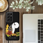 Wolf Howling Moon Samsung Galaxy Hoesje