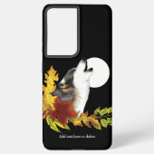 Wolf Howling Moon Samsung Galaxy Hoesje (Achterkant)