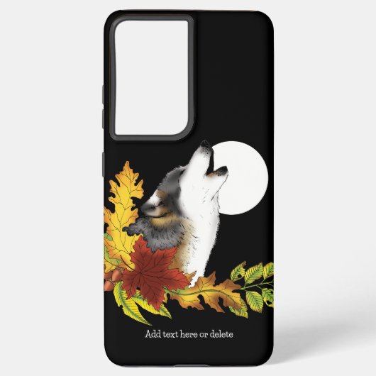 Wolf Howling Moon Samsung Galaxy Hoesje (Achterkant)