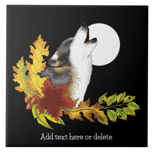 Wolf Howling Moon Tegeltje (Voorkant)