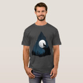 Wolf Howling Moon Tree t shirt design (Voorkant volledig)