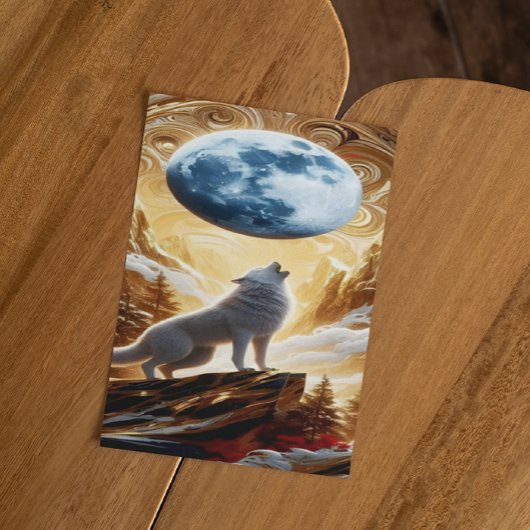 Wolf Howling onder de maan Briefkaart