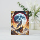 Wolf Howling op de Crimson Maan Briefkaart (Staand voorkant)