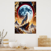 Wolf Howling op de Crimson Maan Poster (Keuken)