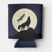 Wolf Howling op de foto van de maan Persoonlijk Blikjeskoeler (Voorkant)