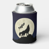 Wolf Howling op de foto van de maan Persoonlijk Blikjeskoeler (Blikje Achterkant)