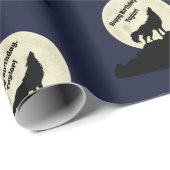 Wolf Howling op de foto van de maan Persoonlijk Cadeaupapier (Rol Hoek)