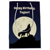Wolf Howling op de foto van de maan Persoonlijk Medium Cadeauzakje (Voorkant)