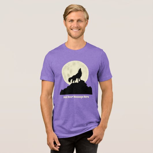 Wolf Howling op de foto van de maan Persoonlijk Tri-Blend Shirt (Voorkant volledig)
