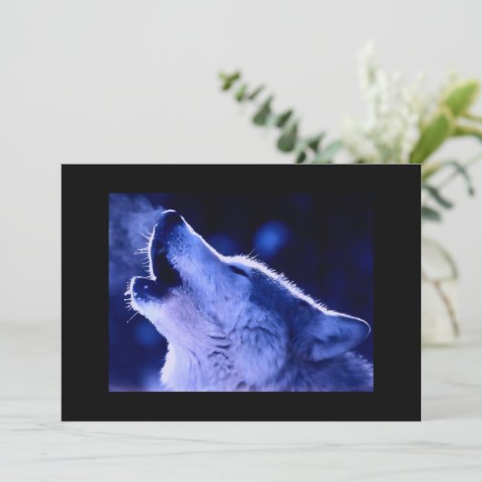 Wolf Howling op Maan uitnodiging (Staand voorkant)
