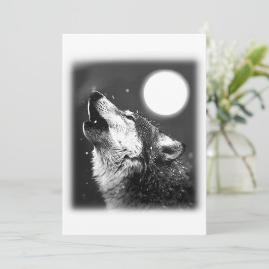Wolf Howling op Maan uitnodiging (Staand voorkant)