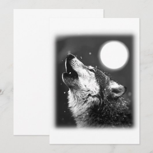 Wolf Howling op Maan uitnodiging (Voorkant / Achterkant)