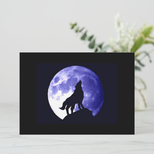 Wolf Howling op Maan uitnodiging (Staand voorkant)