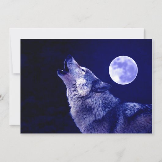 Wolf Howling op Maan uitnodiging (Voorkant)