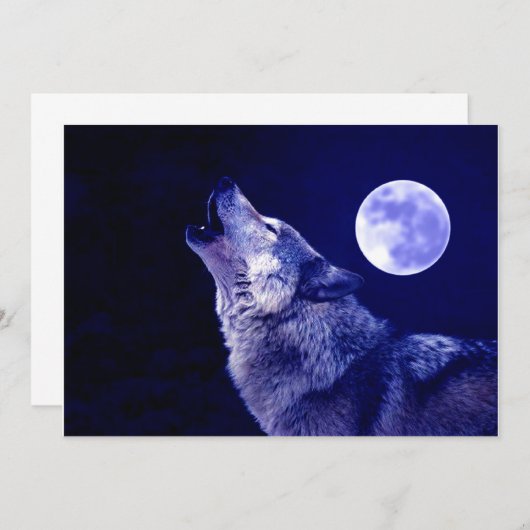 Wolf Howling op Maan uitnodiging (Voorkant / Achterkant)