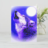 Wolf Howling op Maan uitnodiging (Staand voorkant)