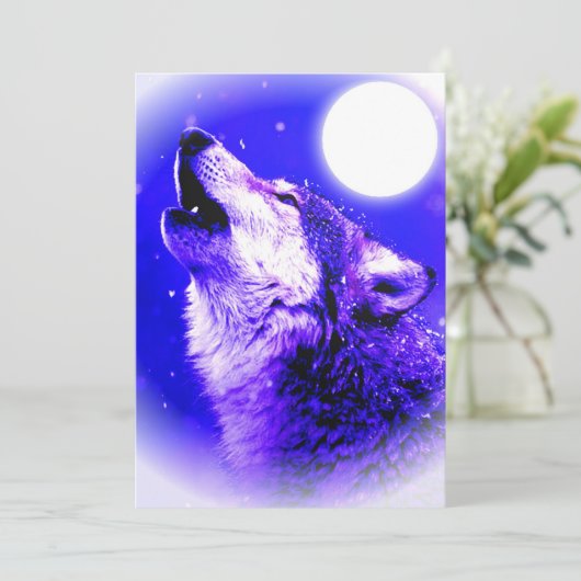 Wolf Howling op Maan uitnodiging (Staand voorkant)