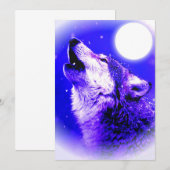 Wolf Howling op Maan uitnodiging (Voorkant / Achterkant)