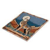 Wolf Howling op Maan Zuidwestelijke Stijl Zuidwest Tegeltje (Zijkant)