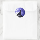 Wolf Howling op Moon Blue Night Fullmoon Ronde Sticker (Tas)