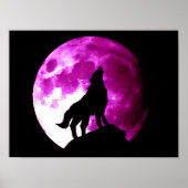 Wolf Howling op Moon Poster Print (Voorkant)
