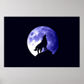 Wolf Howling op Moon Poster Print - Wolf Posters (Voorkant)